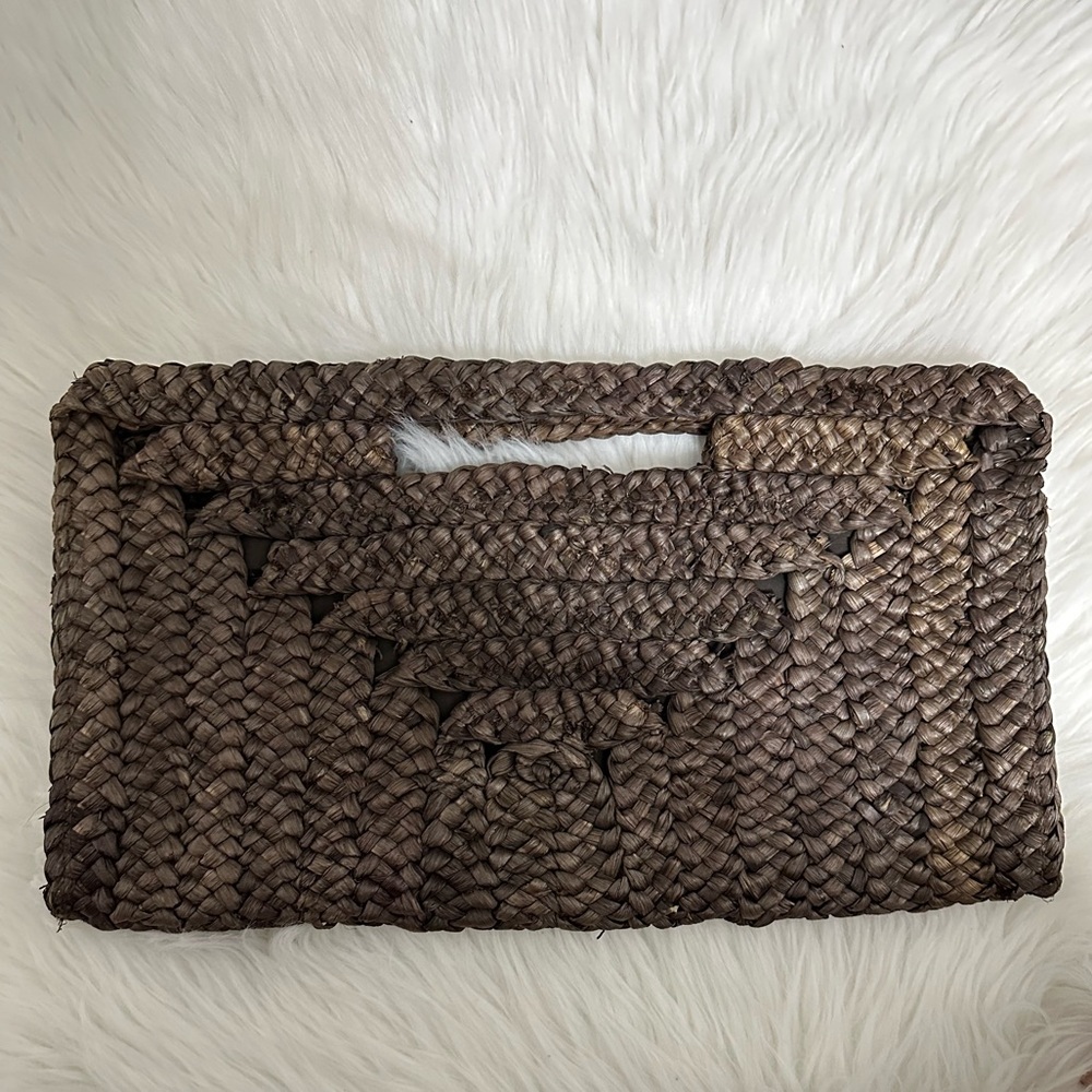 Straw Woven Brown Clutch Bag